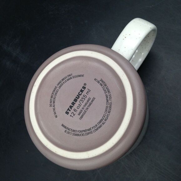 Starbucks Ceramic Coffee Mug 12oz Speckled Off White Rose Gold Heart 2017 - Picture 7 of 8